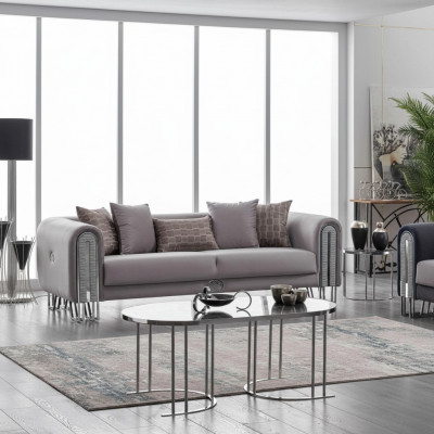 Sofa Luxus Textil Wunnzëmmers Dräi Sëtzer 3 Sëtz Miwwel Canapé 240cm Stoff