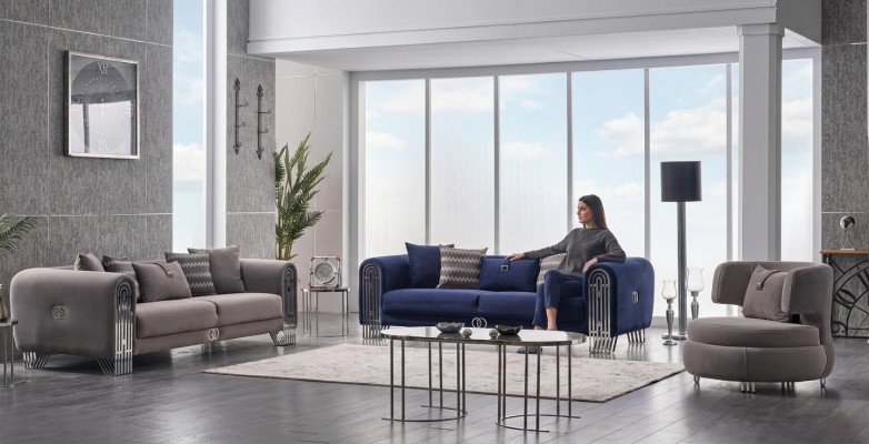 Canapé Sëtzgrupp 331 Sëtzer Luxus Stoff Set 3 Deeler Polstersofa Stoff Miwwelen