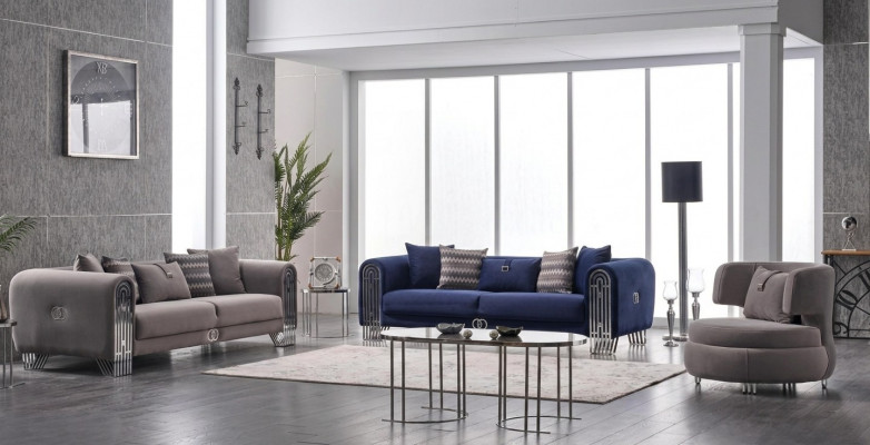 Canapé Sëtzgrupp 331 Sëtzer Luxus Stoff Set 3 Deeler Polstersofa Stoff Miwwelen