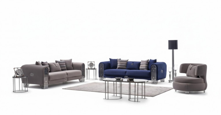 Canapé Sëtzgrupp 331 Sëtzer Luxus Stoff Set 3 Deeler Polstersofa Stoff Miwwelen