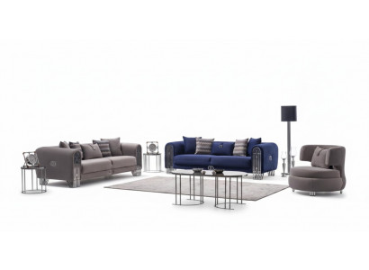 Canapé Sëtzgrupp 331 Sëtzer Luxus Stoff Set 3 Deeler Polstersofa Stoff Miwwelen