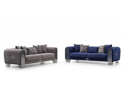 Komplett Set 2 Stéck Luxus Miwwele Polster Stoffer Sofa Garnitur 3+3 Sëtzer Nei