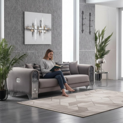 Elegant Stoffcouch Polstersofa Miwwelen Wunnzëmmer Miwwel Textil Sofaen