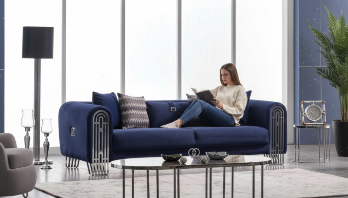 Wunnzëmmer Sofa 3 Sëtzer Modern Design Polster Textil Miwwelen Luxus Sofa