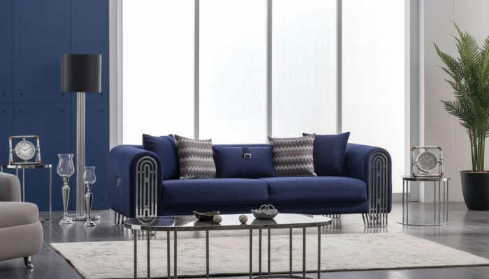 Wunnzëmmer Sofa 3 Sëtzer Modern Design Polster Textil Miwwelen Luxus Sofa