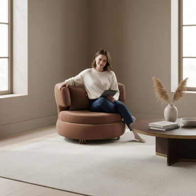 Luxus Still Canapé Stoff Miwwelen Braun Sëtz Neien Modernen Design