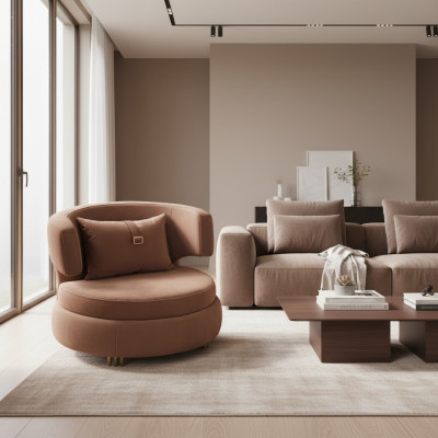 Luxus Still Canapé Stoff Miwwelen Braun Sëtz Neien Modernen Design