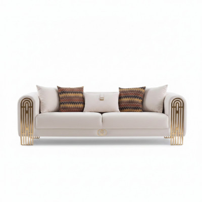 Wäissen Wunnzëmmer Inox Canapé Polstermébel Textil Design Stil Sofa
