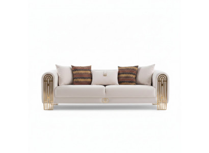 Wäissen Wunnzëmmer Inox Canapé Polstermébel Textil Design Stil Sofa