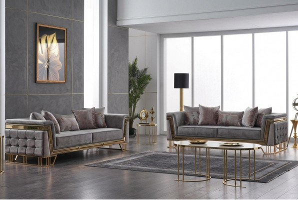Luxus Sofa Set Designer Garnitur Dräisëtzer Textilmöbel Wunngrupp Modern