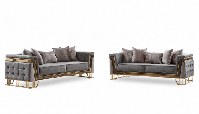 Luxus Sofa Set Designer Garnitur Dräisëtzer Textilmöbel Wunngrupp Modern