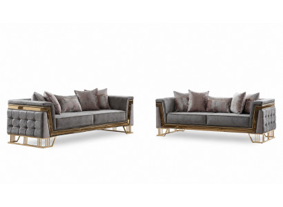 Luxus Sofa Set Designer Garnitur Dräisëtzer Textilmöbel Wunngrupp Modern