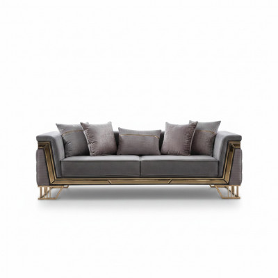 Grousch Sofa mat dräi Plazen am Stil vun engem Luxus Designer Textilsofa.