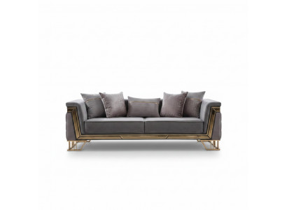 Grousch Sofa mat dräi Plazen am Stil vun engem Luxus Designer Textilsofa.