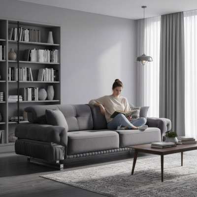 Grou Sofa Komplett Wunnzëmmermiwwelen Luxus Polstersëtzer Dräistäzer.