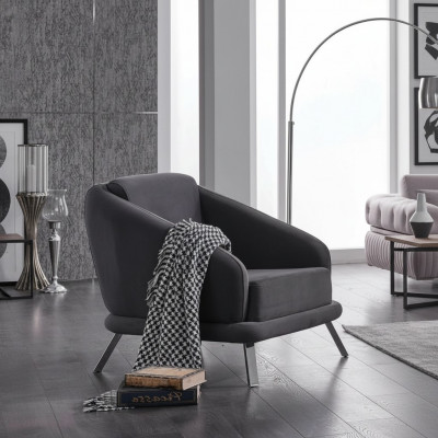 Fotel Stoff Modern Miwwel Designer Sëtz Wunnzëmmer Polstersëtz 84x79x91