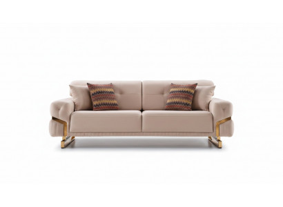 Beige Drësëtz Edelstolmoobel Wunnzëmmer Couch Luxus Stoff Sofa