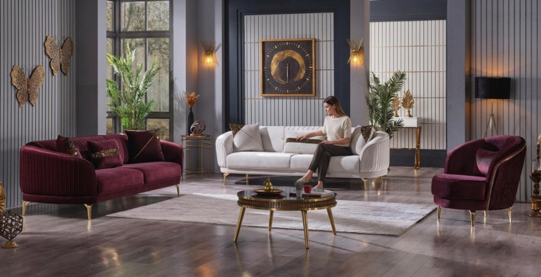 Luxus Wunnzëmmer Garnitur Modern Edelstol Sofas Gepolstert Dräisëtzer.