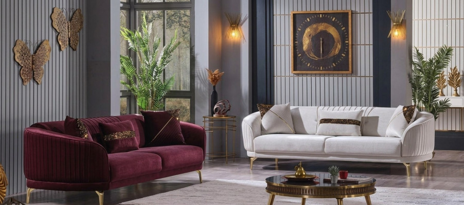 Designer Polstersofa Set Drësëtzer Wunnzëmmer Couche Modern Miwwelen