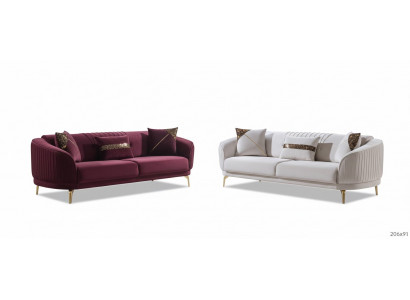 Designer Polstersofa Set Drësëtzer Wunnzëmmer Couche Modern Miwwelen