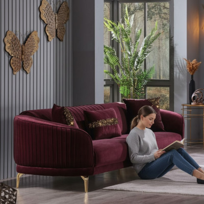 Modern dräisëtzegen Luxus Sofas Wunnzëmmer Polstermöbel Textil Couch Sofa Samt.