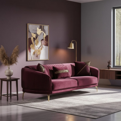 Modern dräisëtzegen Luxus Sofas Wunnzëmmer Polstermöbel Textil Couch Sofa Samt.