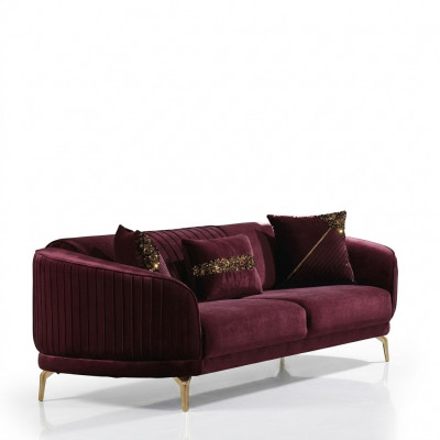 Modern dräisëtzegen Luxus Sofas Wunnzëmmer Polstermöbel Textil Couch Sofa Samt.