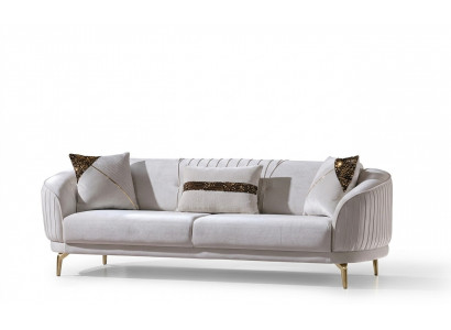 Wäissen Edelstol Dreeseater Wunnzëmmerschmëttel Polstersofa Luxus Miwwelen Sofa Samett.