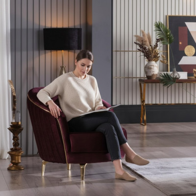 Moderne Fautteuil Designer Sëtz Polster Stoff Textil Miwwelen Wunnzëmmermiwwelen
