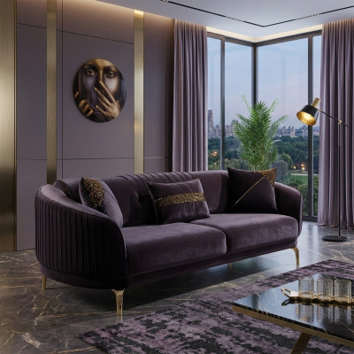 Dreisëtzer Sofa Modern Wunnzëmmer Couch Schwaarz Designer Polstersofas