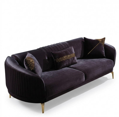Dreisëtzer Sofa Modern Wunnzëmmer Couch Schwaarz Designer Polstersofas