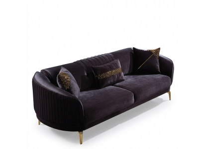 Dreisëtzer Sofa Modern Wunnzëmmer Couch Schwaarz Designer Polstersofas