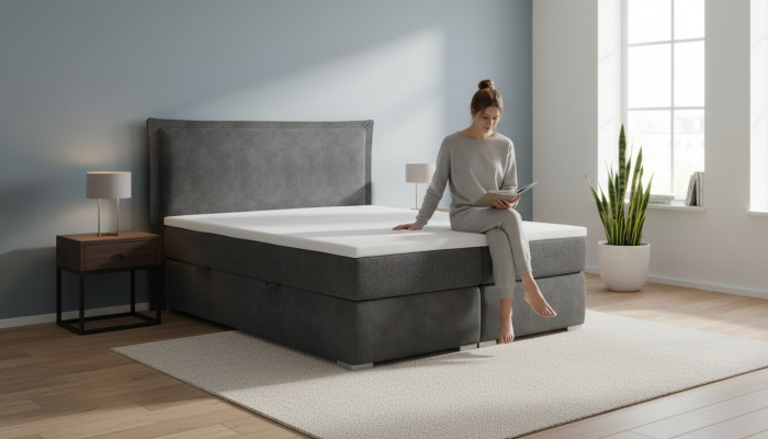 Bett Schlofkummer Duebelbett Luxus Modern Miwwelen Designer Polster Boxspringbett