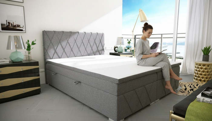 Doppel Luxus Gri Boxspringbett Design Bett Polsterbett Schlofkummer Textil