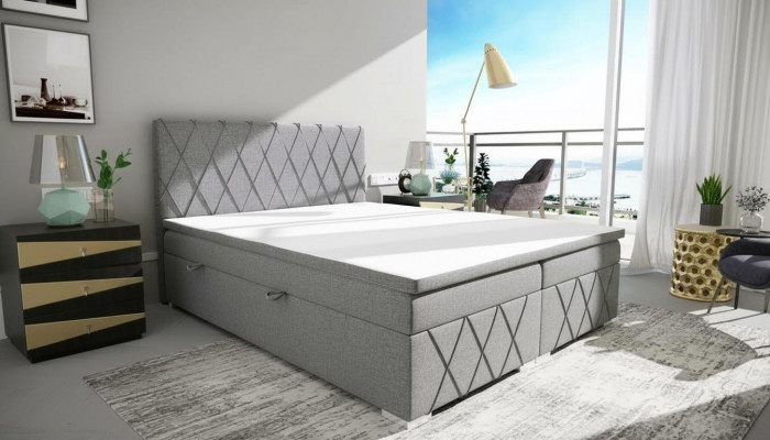 Doppel Luxus Gri Boxspringbett Design Bett Polsterbett Schlofkummer Textil