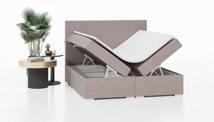 Bett Kappenzuch Design Duebelbett Schlofzëmmer Textil Miwwelen Luxus Boxspringbett
