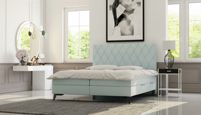 Schlofkummer Bett Luxus Miwwelen Polster Stoff Modern Design Boxspringbett