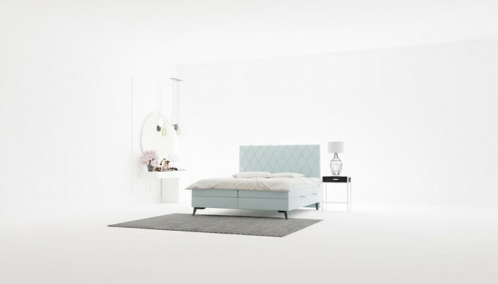 Schlofkummer Bett Luxus Miwwelen Polster Stoff Modern Design Boxspringbett
