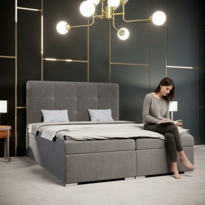 Bett Schlofzëmmer Luxus Textil Miwwelen Gepolstert Miwwelen Stil Boxspringbett