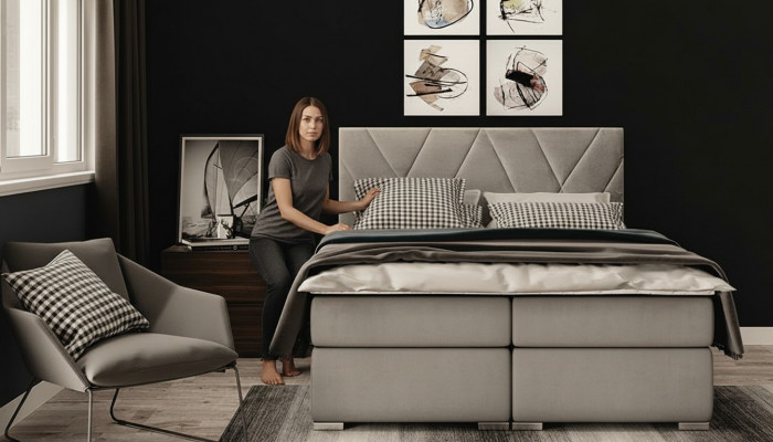 Luxus Schlofkummer Bett Polster Stoffdesign duebel Bett Miwwelen Boxspringbett