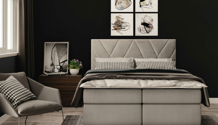Luxus Schlofkummer Bett Polster Stoffdesign duebel Bett Miwwelen Boxspringbett