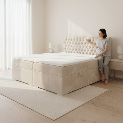 Chesterfield Duebelbett Schlafzimmer Luxusbett Modern Miwwelen Boxspringbett