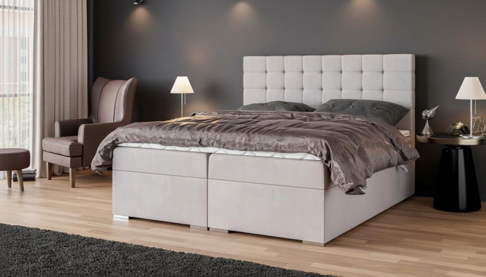 Bett Miwwelen Modern Design Doppelbett Luxus Schlofzëmmer Textil Boxspringbett