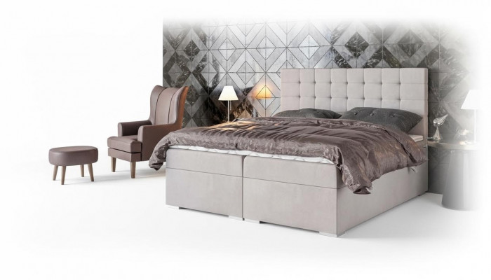 Bett Miwwelen Modern Design Doppelbett Luxus Schlofzëmmer Textil Boxspringbett