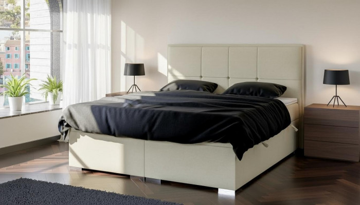 Schlofkummer Bett Polster Stoff Design Luxus Miwwelen Duebelbett Boxspringbett