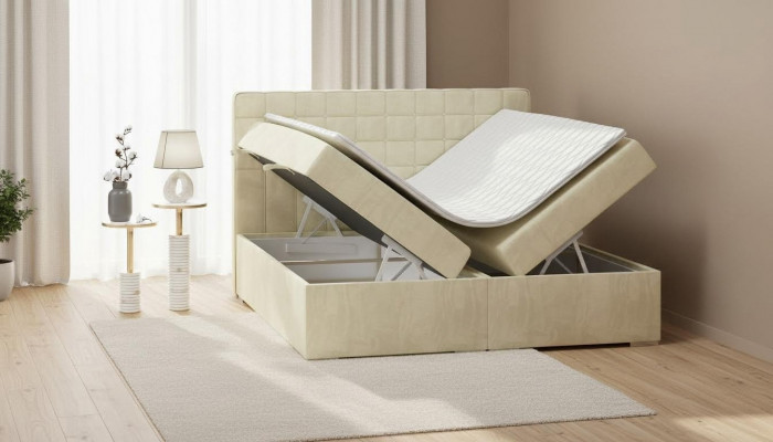 Duebelbett Modern Design Bett Luxus Schlofzëmmer Polsterbett Miwwelen Boxspringbett