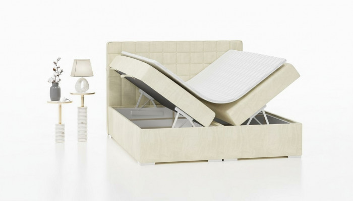 Duebelbett Modern Design Bett Luxus Schlofzëmmer Polsterbett Miwwelen Boxspringbett