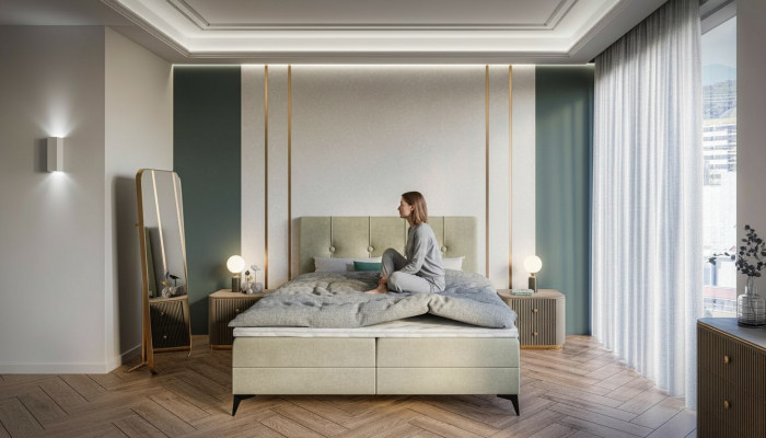 Bett Luxus Schlofkummer Polstermöbel Design Duebelbett Stoff Boxspringbett