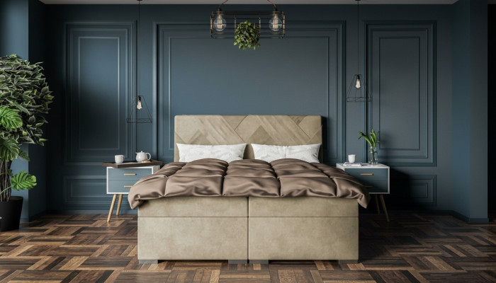 Luxus Bett Designer Schlofzëmmer Gepolstert Miwwelen Modern Duebelbett Boxspringbett