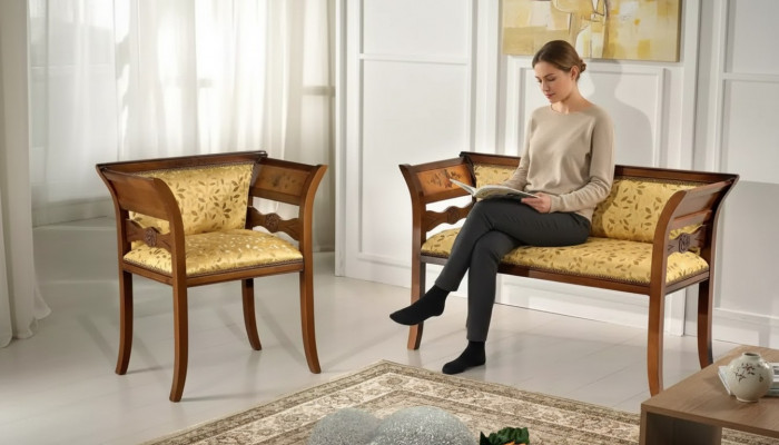 Designer Sitzgarnitur Polsterbank Luxus Sitzmöbel Stoff Stull 2+1 Sëtz